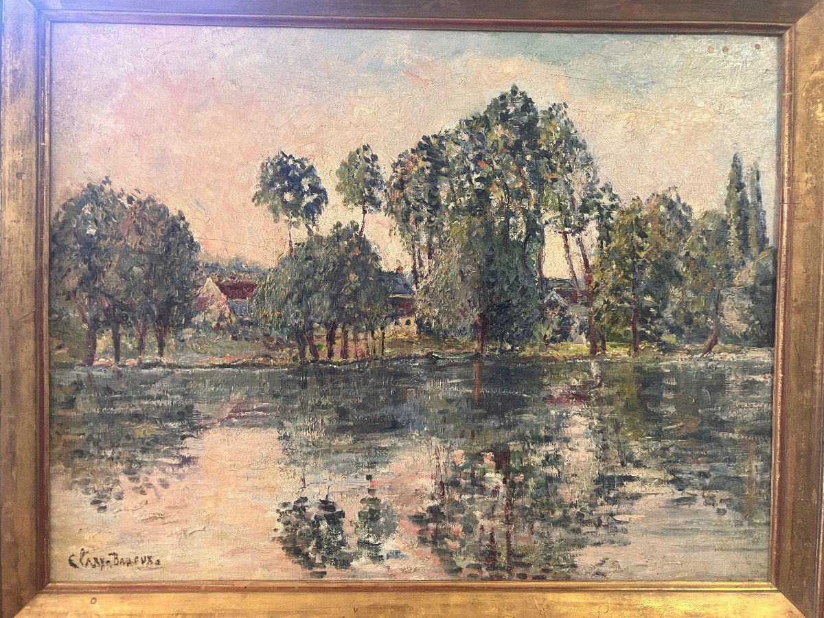 Adolphe Clary-Baroux 1864-1932 - Huile Sur Toile - Bord De Seine (Ivry) Daté 1903.-photo-3