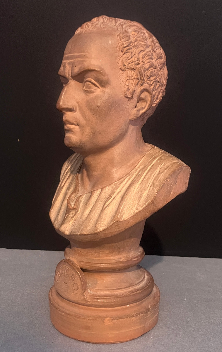 Maurice Journès 1831-1905 - Bust Of Cicero - Terracotta Signed And Dated 1883-photo-2
