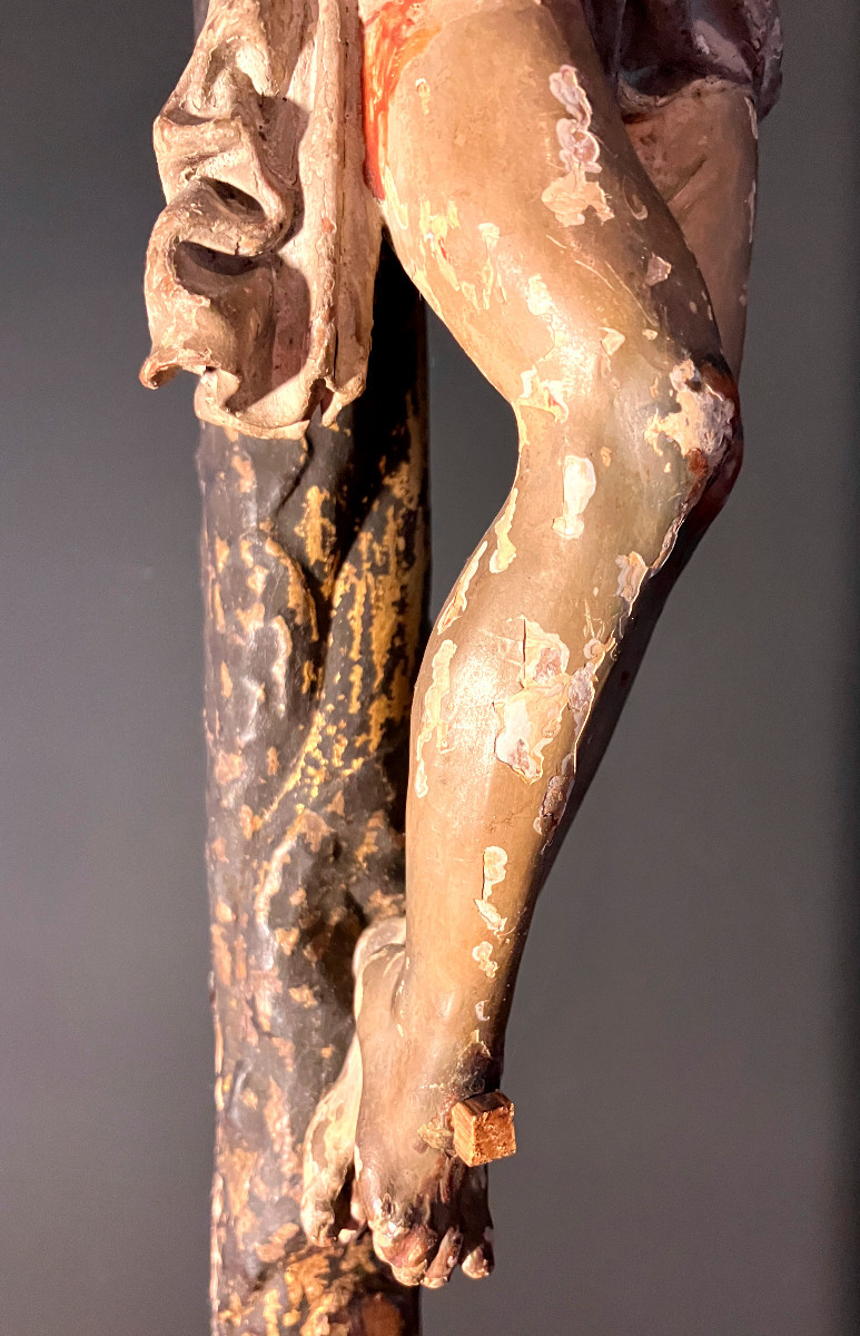 Christ Carved In Polychrome Wood - 16th-17th Century -photo-4