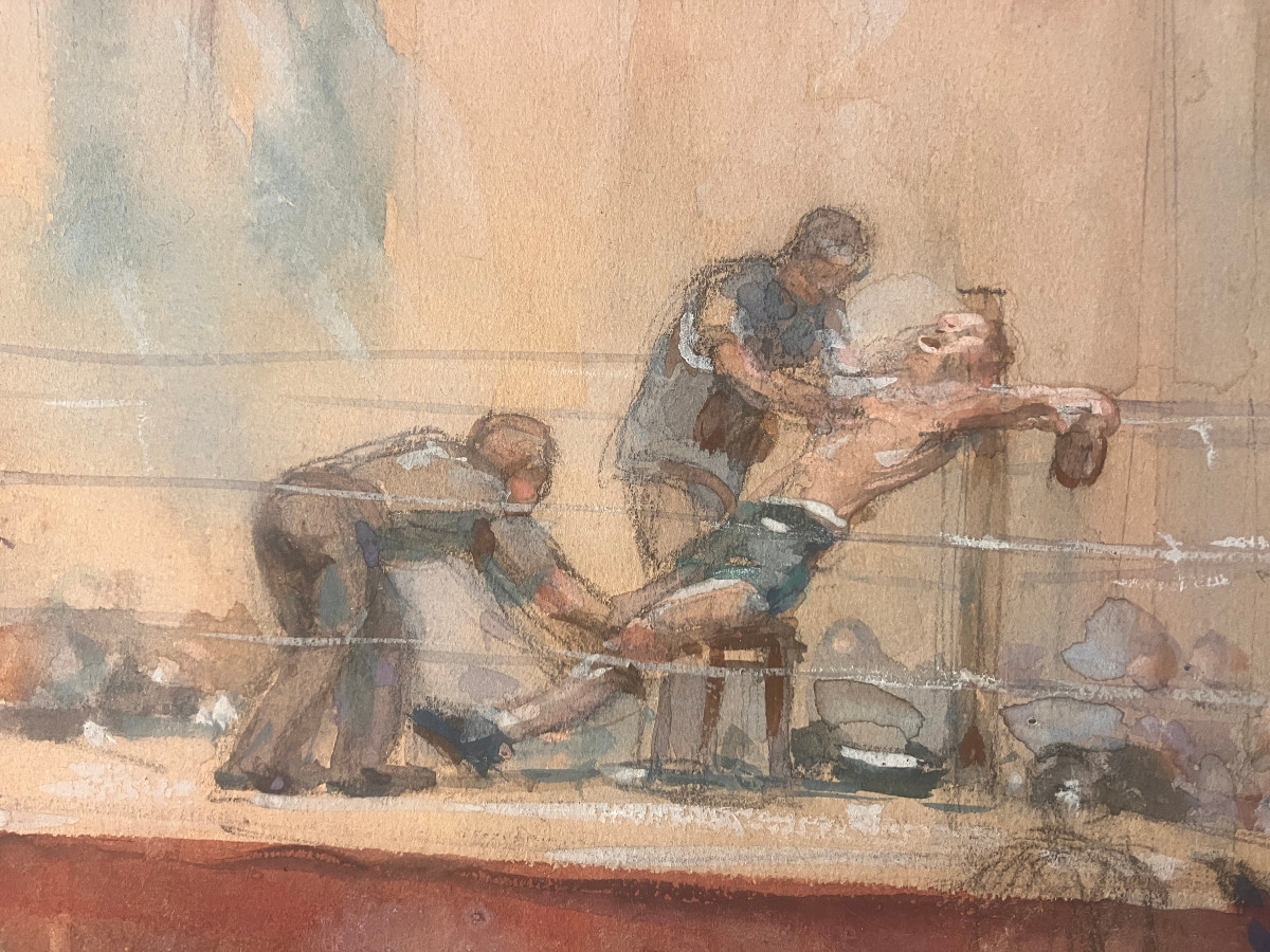 Boxing Fight Scene - 1920-1930 - Signed - Gouache - Paris American Art Cie-photo-4