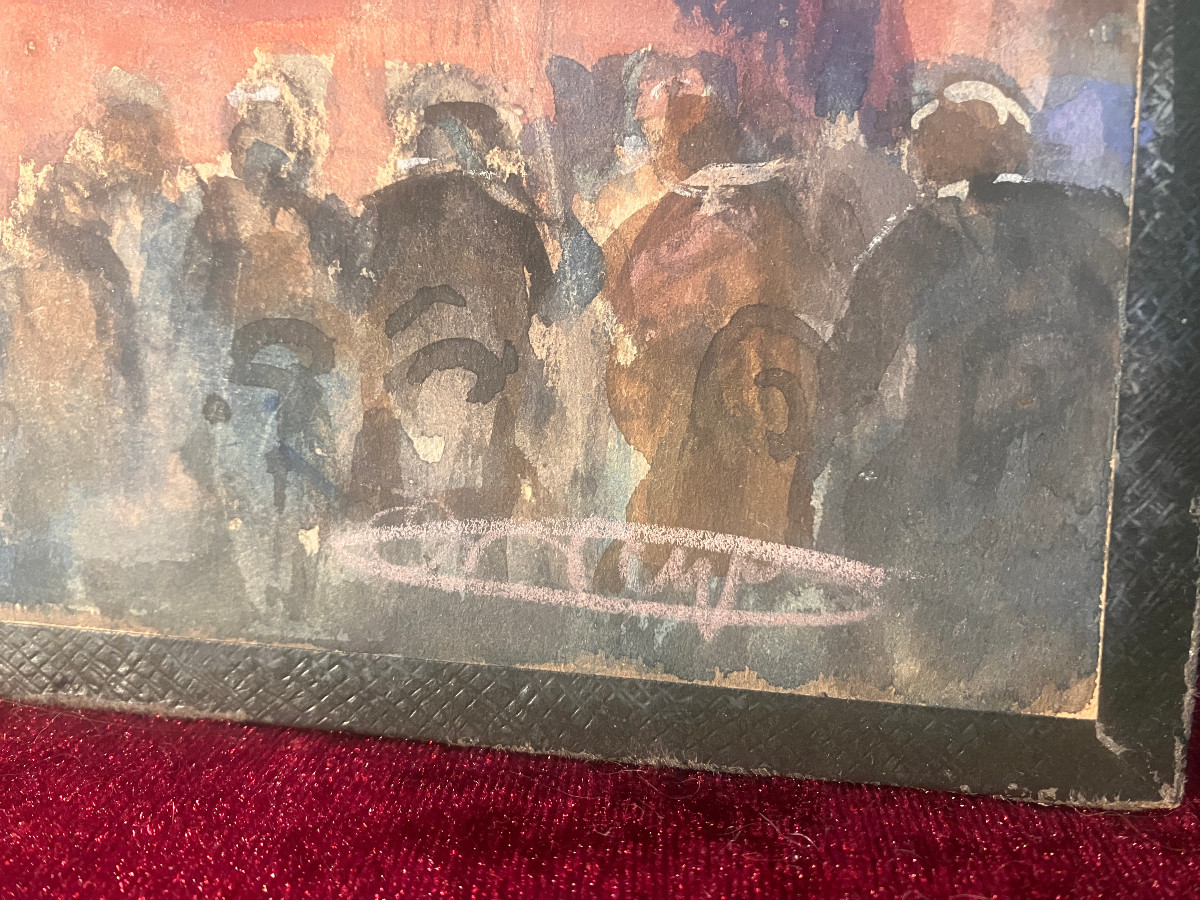 Boxing Fight Scene - 1920-1930 - Signed - Gouache - Paris American Art Cie-photo-2