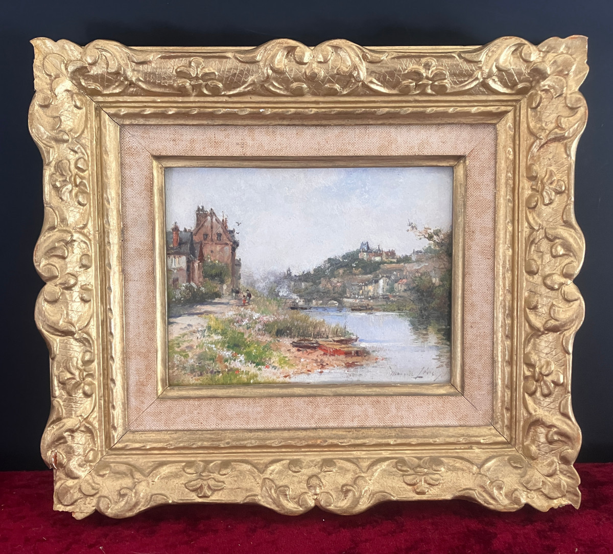 Maurice Lévis - Huile sur carton - Vue de Pontoise - Signé et situé.  Fin 1920-photo-3