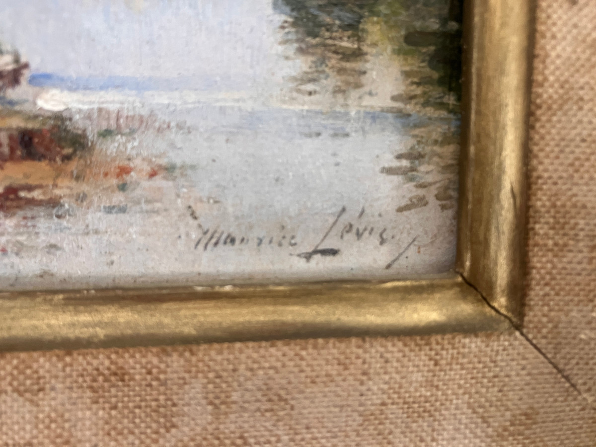 Maurice Lévis - Huile sur carton - Vue de Pontoise - Signé et situé.  Fin 1920-photo-4
