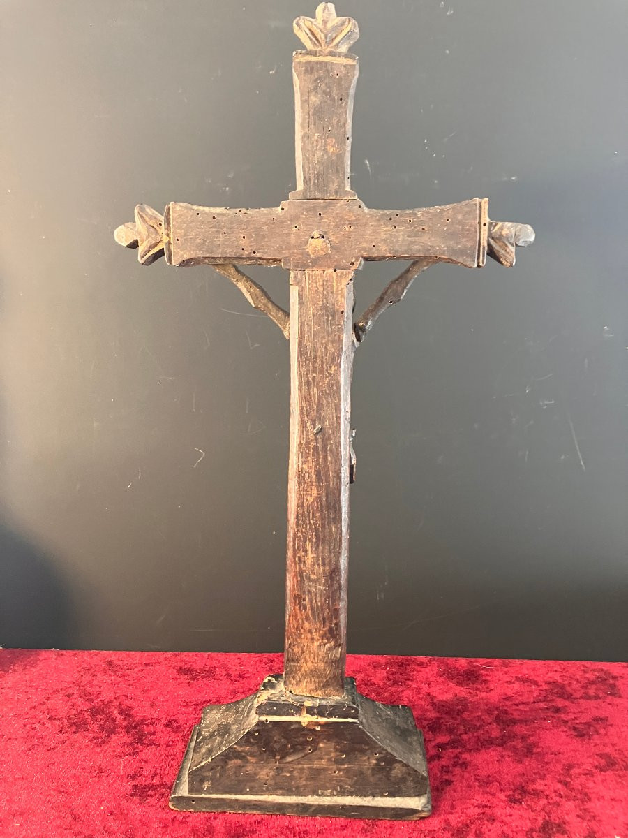 Boxwood Christ - Crucifix - 17th Century Folk Art - 40 Cm-photo-4