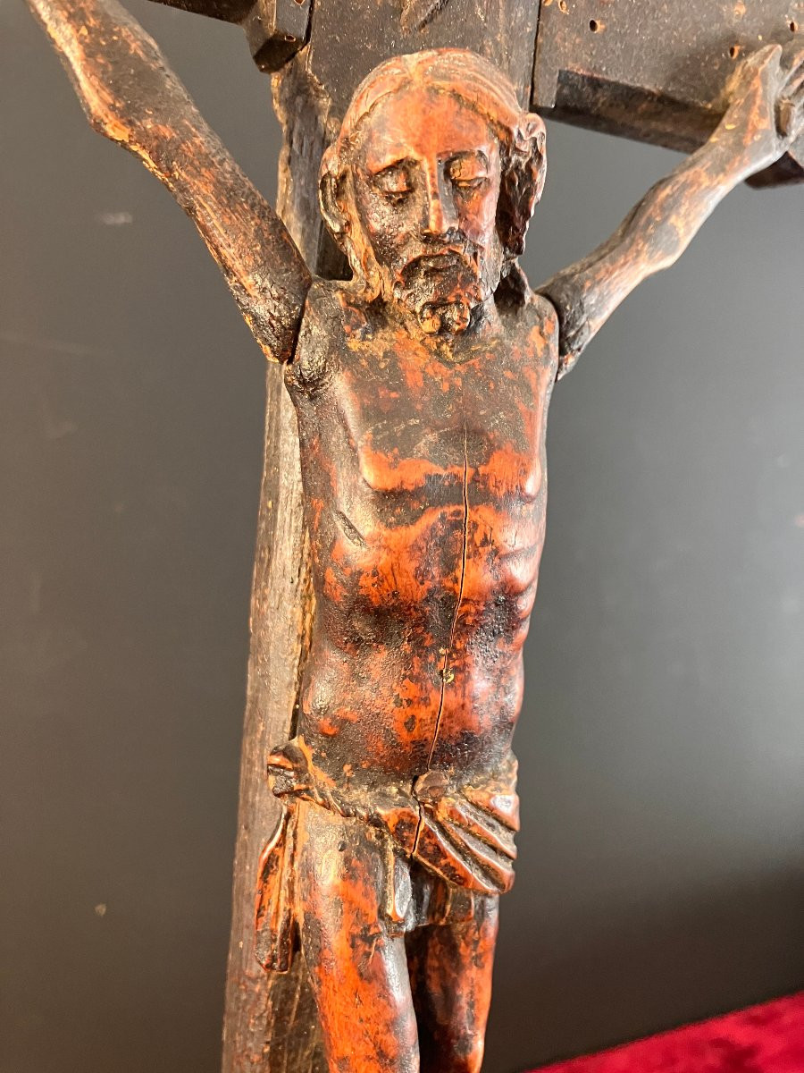 Boxwood Christ - Crucifix - 17th Century Folk Art - 40 Cm-photo-7