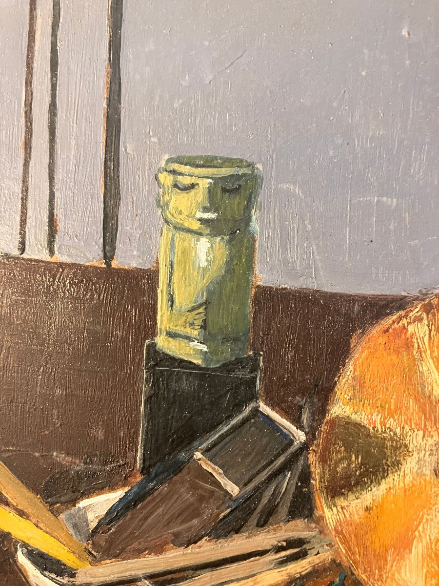 Alain Fontanier Alias Auguste René Bonnefoy 1895-1980 - Still Life In The Studio. Oil/hardboard-photo-1