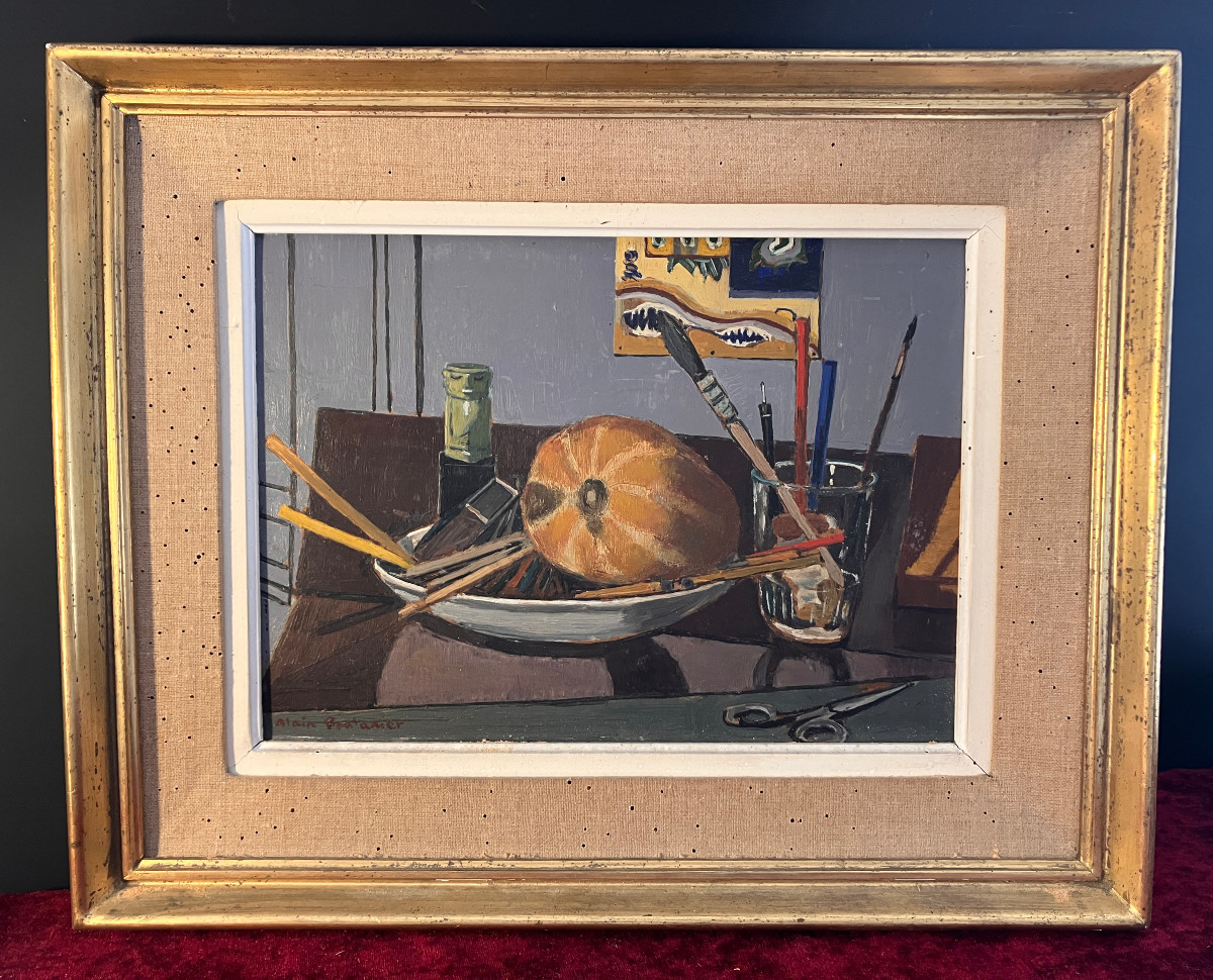 Alain Fontanier Alias Auguste René Bonnefoy 1895-1980 - Still Life In The Studio. Oil/hardboard