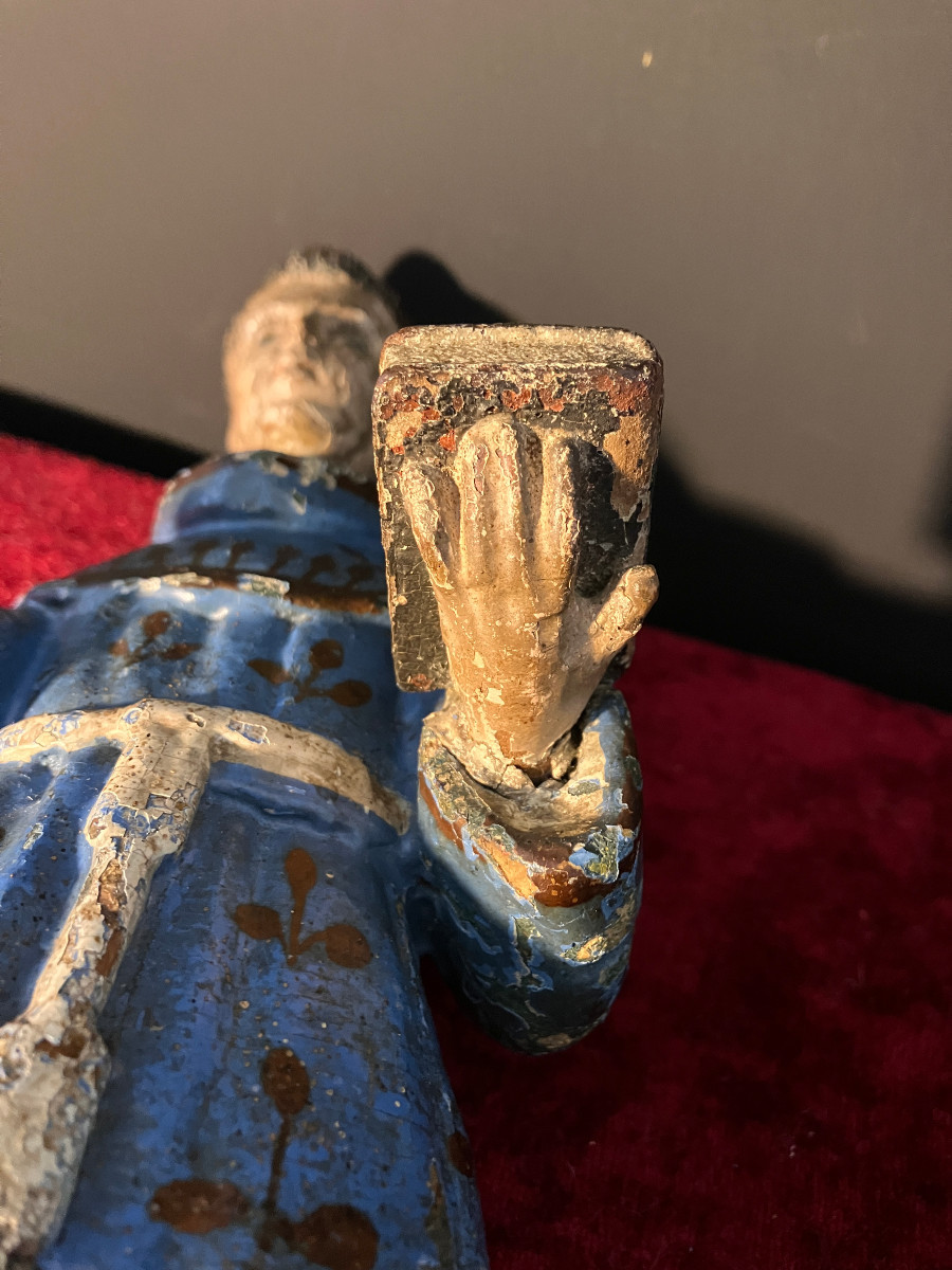 Polychrome Wooden Sculpture - Saint Francis - 18th-19th Century - Spain Or Mexico - Glass Eyes-photo-7