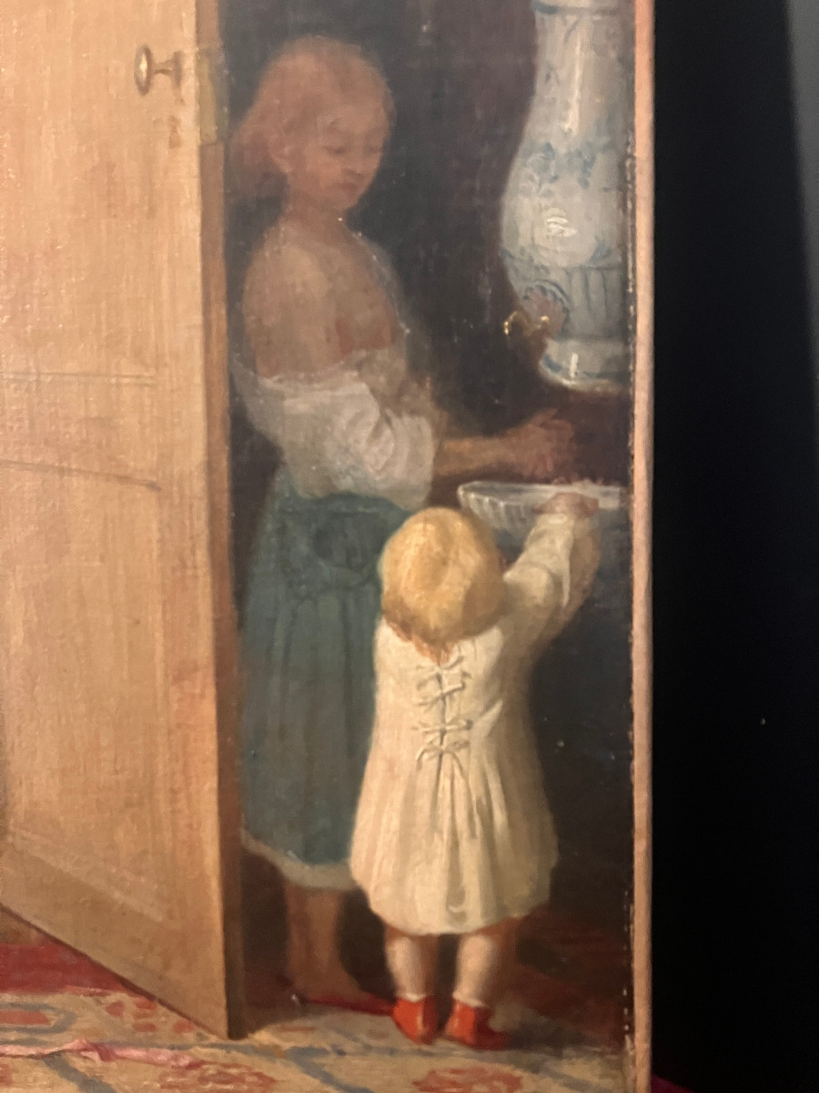 Madame Cavé née Blavot 1809-1883 - " Le lever " ou " la toilette " huile sur toile c1855-photo-4
