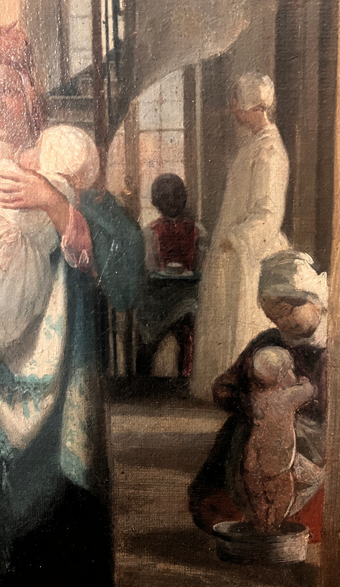 Madame Cavé née Blavot 1809-1883 - " Le lever " ou " la toilette " huile sur toile c1855-photo-2