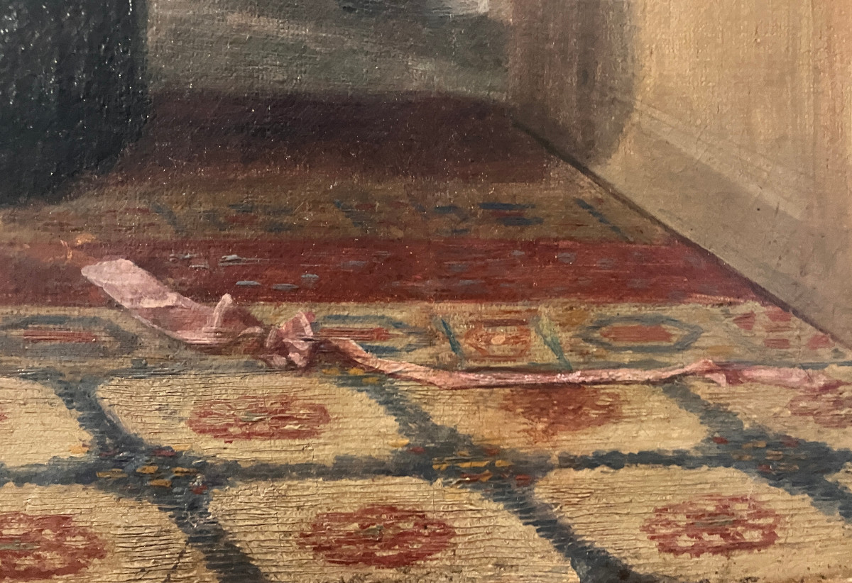 Madame Cavé née Blavot 1809-1883 - " Le lever " ou " la toilette " huile sur toile c1855-photo-3