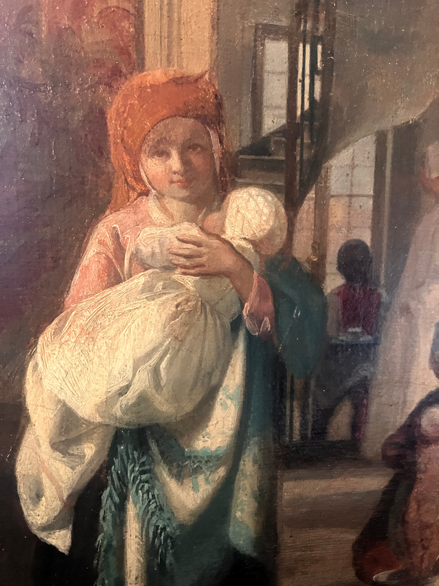 Madame Cavé née Blavot 1809-1883 - " Le lever " ou " la toilette " huile sur toile c1855-photo-4