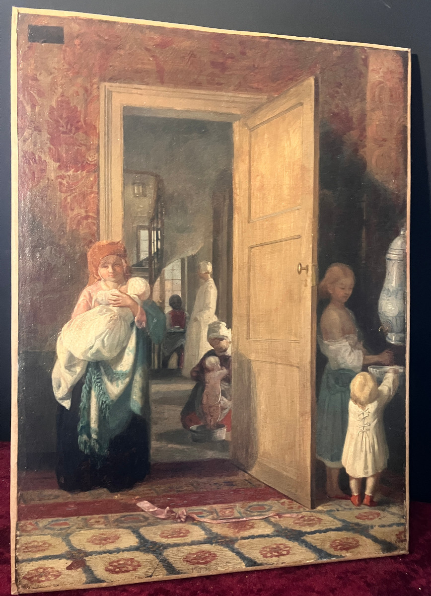 Madame Cavé née Blavot 1809-1883 - " Le lever " ou " la toilette " huile sur toile c1855-photo-8