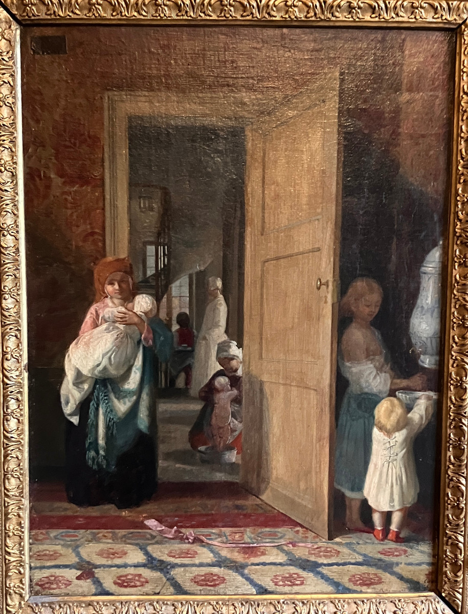Madame Cavé née Blavot 1809-1883 - " Le lever " ou " la toilette " huile sur toile c1855