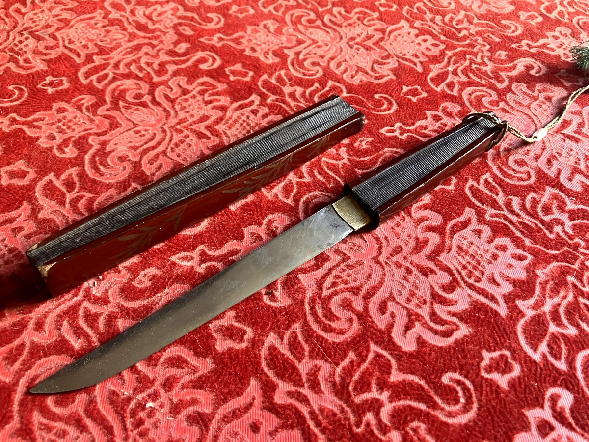 Fan-shaped Tanto / Japan Late 19th Century / Lacquered Bamboo.-photo-2