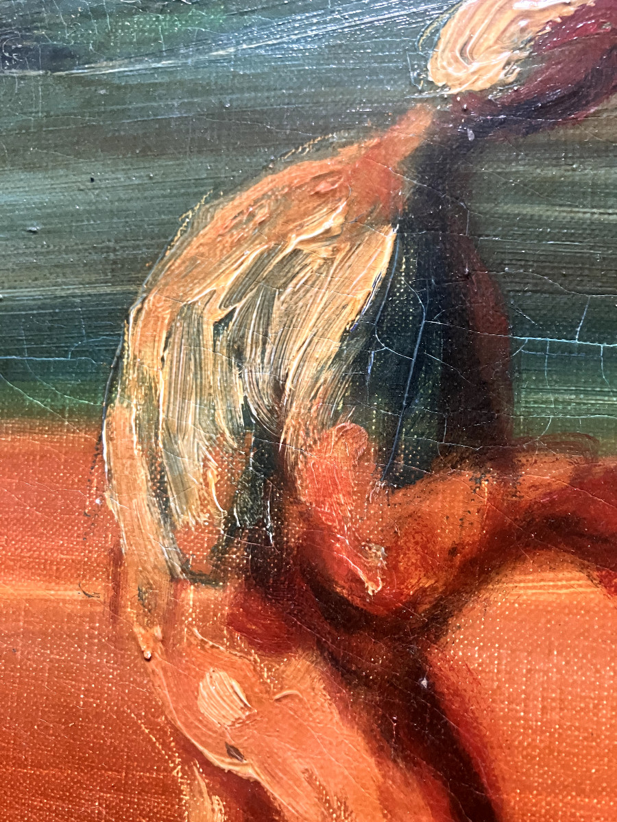 Sylvain Vigny 1903-1970 Huile/toile " La plage " Expressionisme 73x60 cm-photo-3