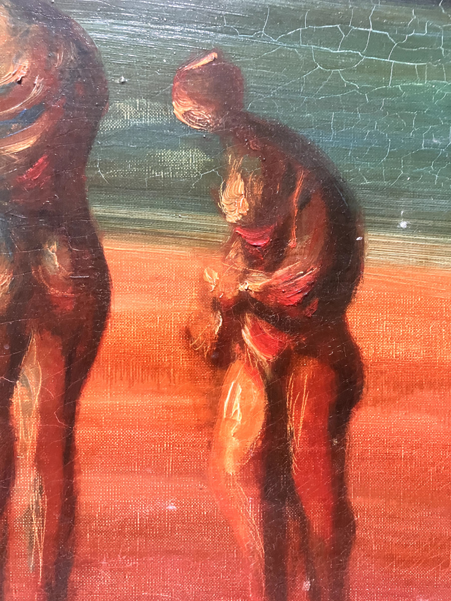 Sylvain Vigny 1903-1970 Huile/toile " La plage " Expressionisme 73x60 cm-photo-5