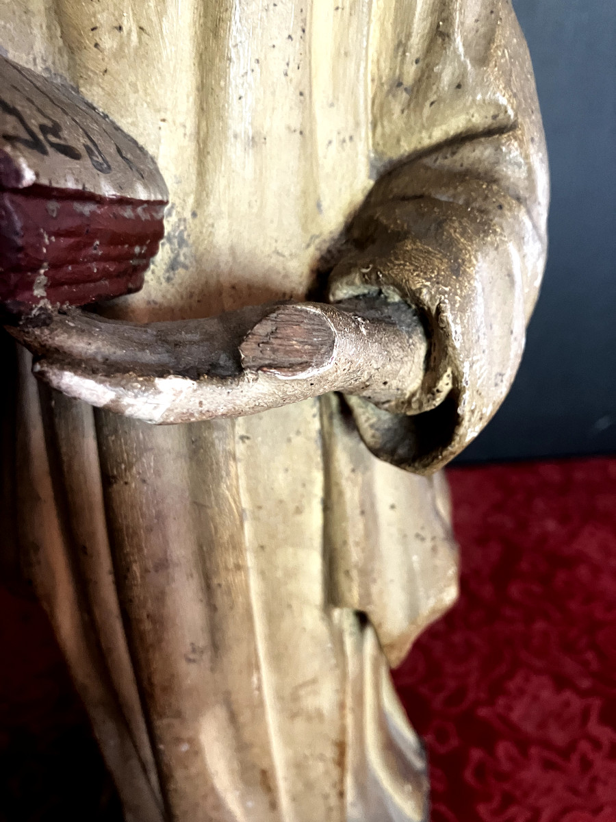 Sculpture Of Saint Anthony Of Padua - Carved Wood - Early 19th Century-photo-2