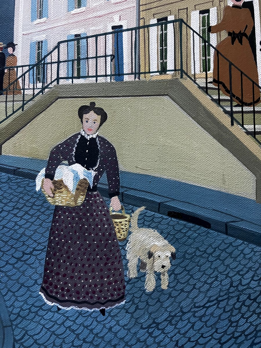 Redard dit Sacha 1929-2015  Huile / Toile " Vue de Montmartre "  Art naïf -photo-3