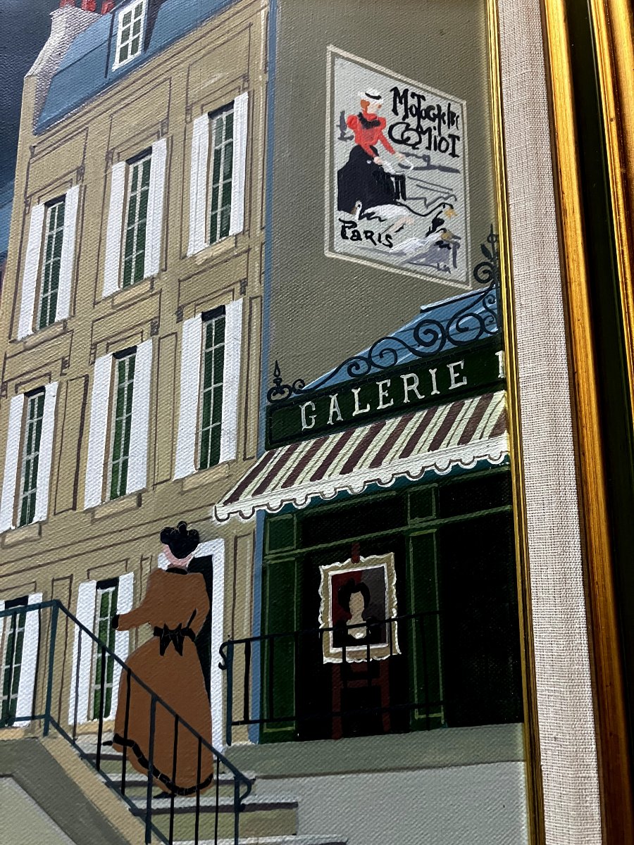 Redard dit Sacha 1929-2015  Huile / Toile " Vue de Montmartre "  Art naïf -photo-4