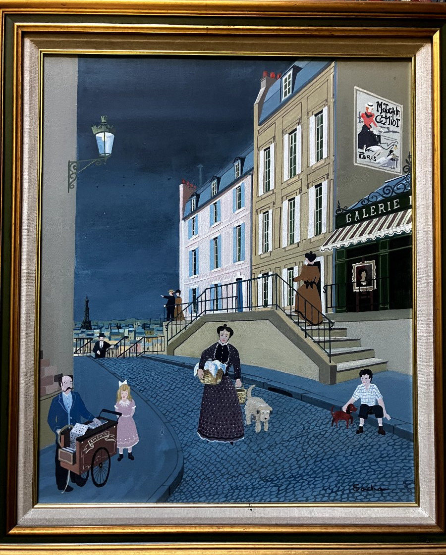 Redard dit Sacha 1929-2015  Huile / Toile " Vue de Montmartre "  Art naïf 