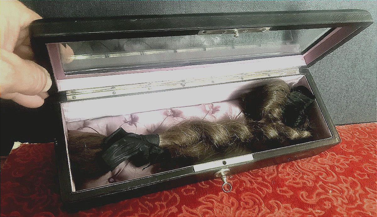 Reliquary - Hair Cut In Mourning - Braid, Box, And Beveled Glass. -photo-2
