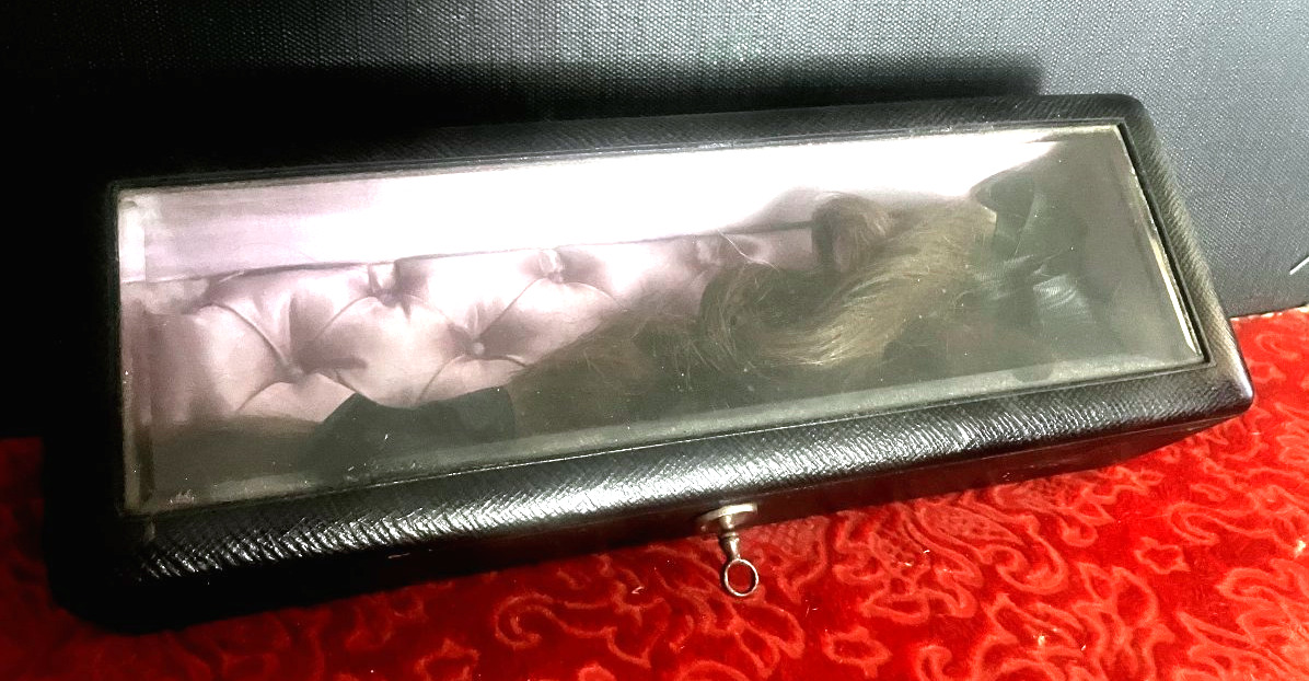 Reliquary - Hair Cut In Mourning - Braid, Box, And Beveled Glass. 