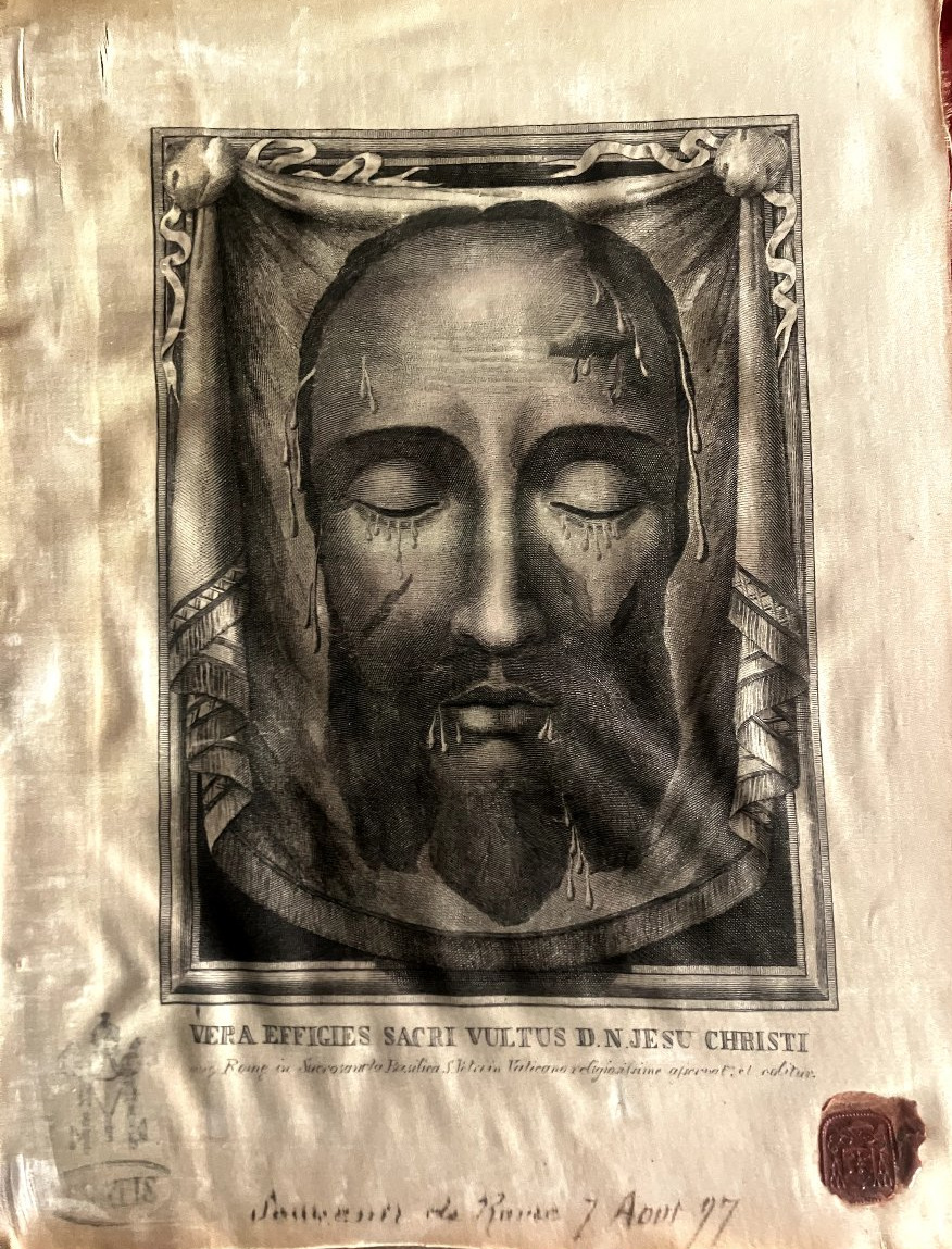 Relique sainte face du Christ voile de Véronique 1849 - Cachet Vatican 1897-photo-2