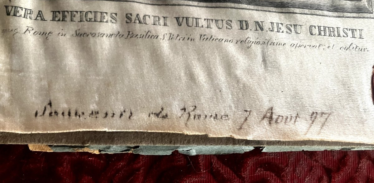 Relique sainte face du Christ voile de Véronique 1849 - Cachet Vatican 1897-photo-3