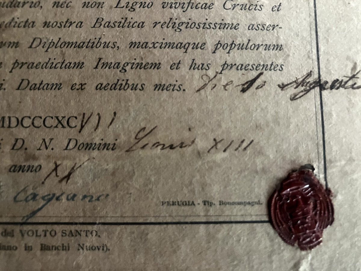 Relique sainte face du Christ voile de Véronique 1849 - Cachet Vatican 1897-photo-7