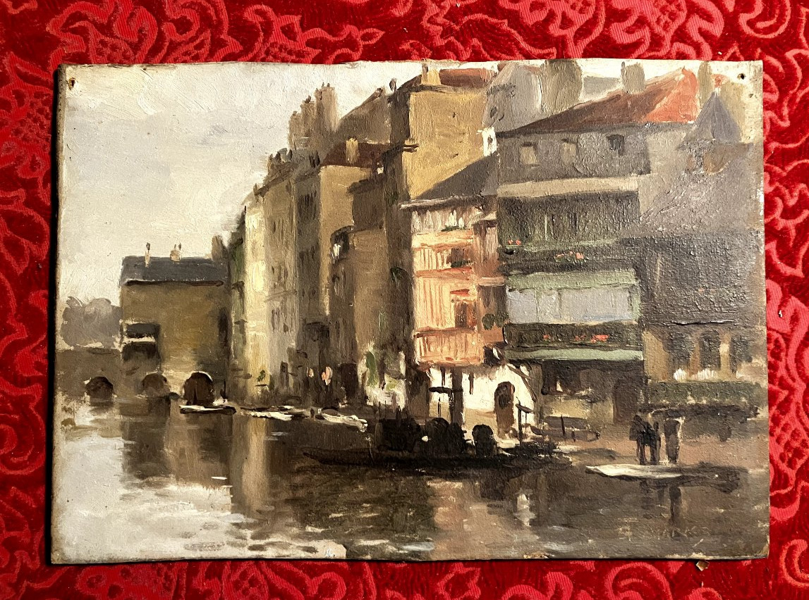 Metz On The Moselle Or The Seille - Oil On Cardboard By Marks Alberts Markowski (1871–1941)-photo-2