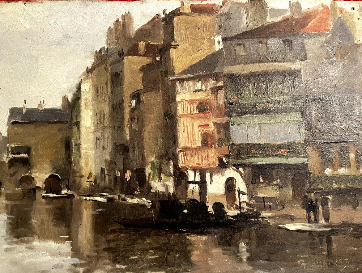 Metz On The Moselle Or The Seille - Oil On Cardboard By Marks Alberts Markowski (1871–1941)-photo-2
