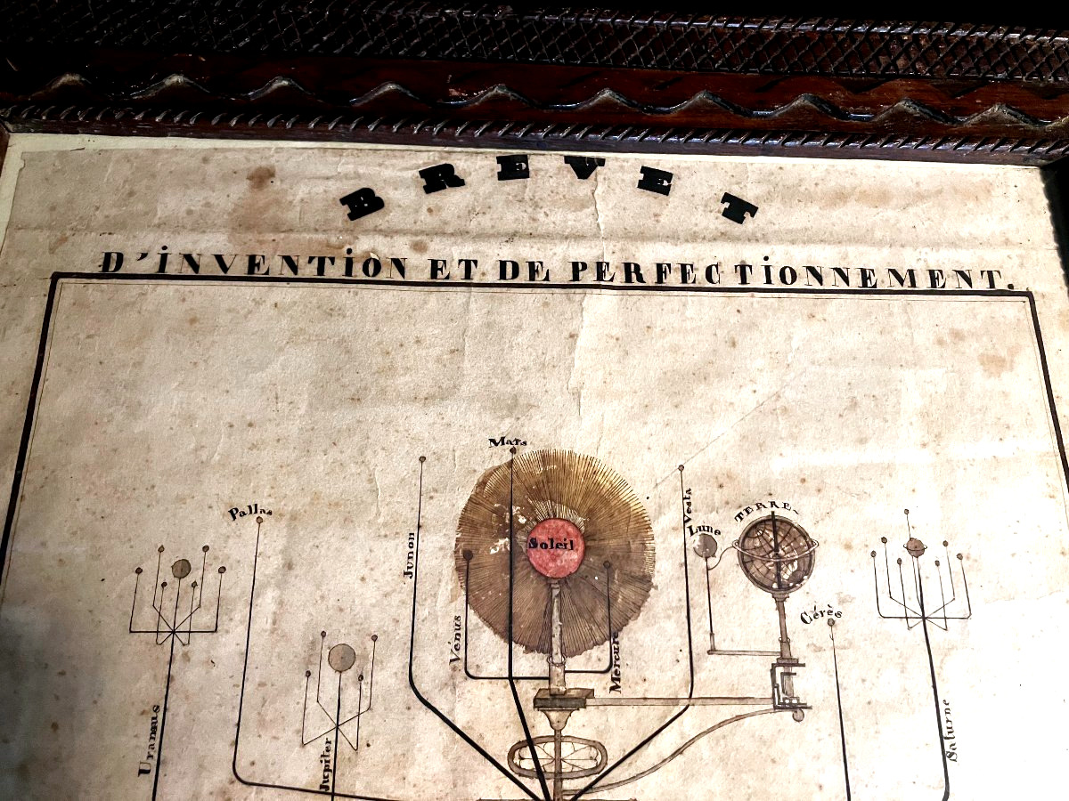 Grand planétaire mécanique  de L. Constantin - encre de 1839 - Brevet d'invention - -photo-3