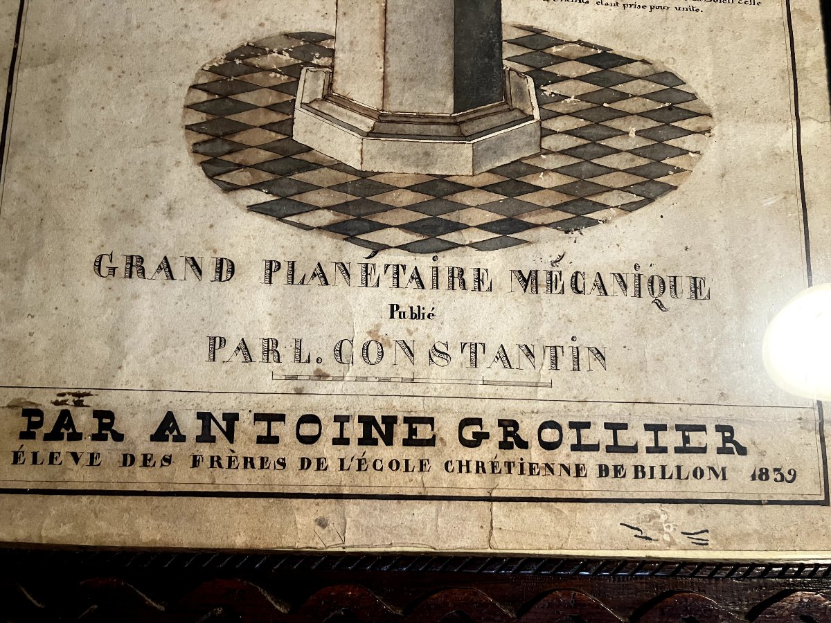 Grand planétaire mécanique  de L. Constantin - encre de 1839 - Brevet d'invention - -photo-1