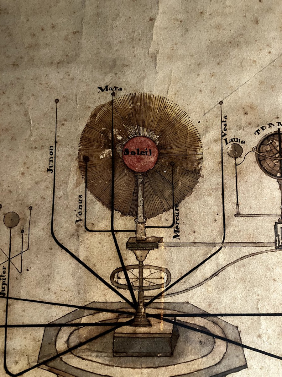 Grand planétaire mécanique  de L. Constantin - encre de 1839 - Brevet d'invention - -photo-4
