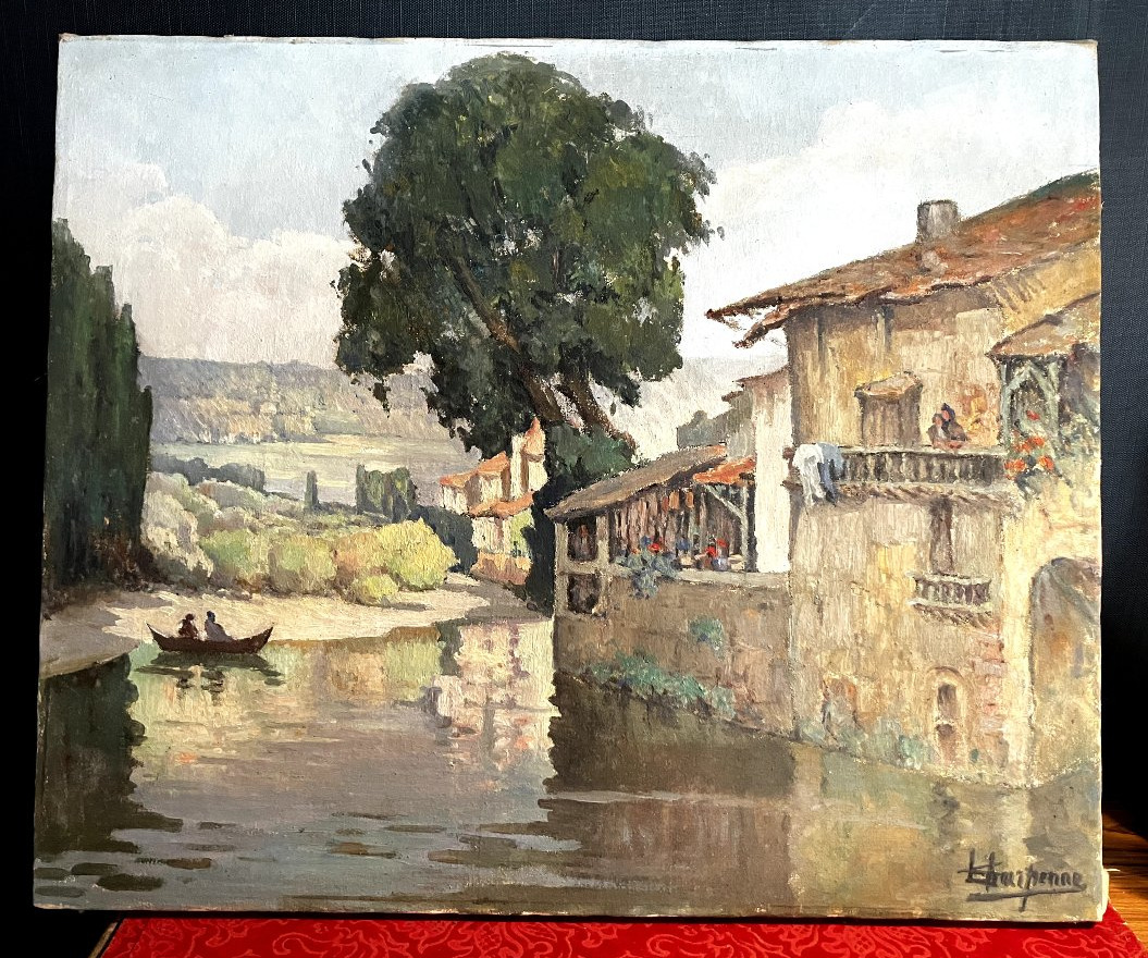 Pont-en-Royans - Huile sur toile - Signature à identifier - 1932 - Isère