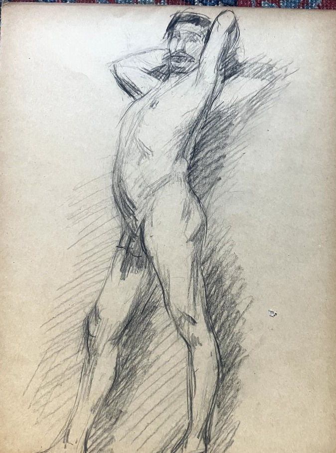 Lot de dessins d'études académiques - nu masculin - début 20e - Beaux arts-photo-3