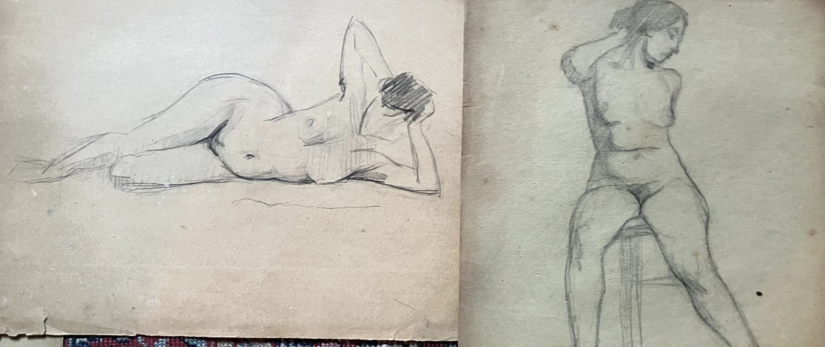 Lot de dessins d'études académiques - nu féminin - début 20e - Beaux arts #2-photo-3
