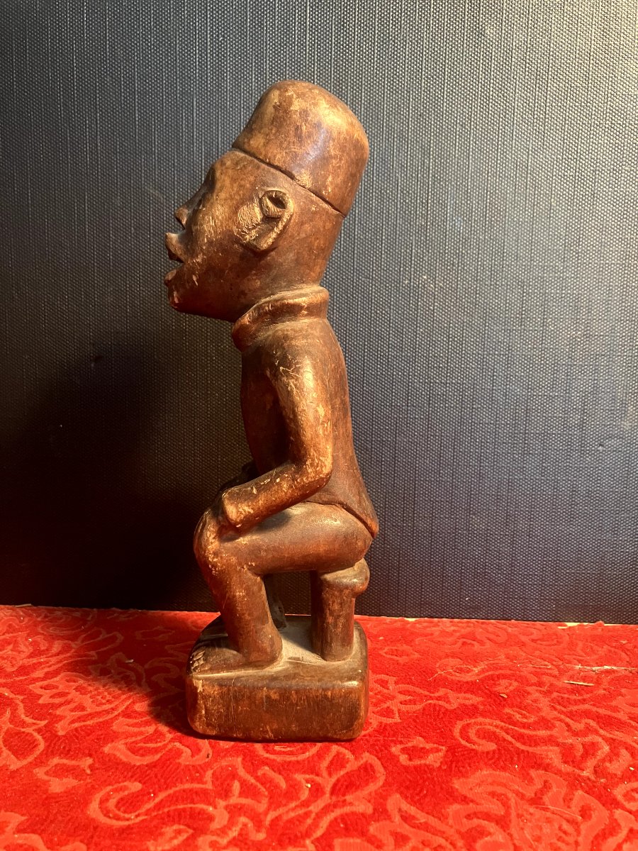 Carved Wooden Statuette / Kakongo Or Tomb (congo) / Mid-20th Century-photo-2