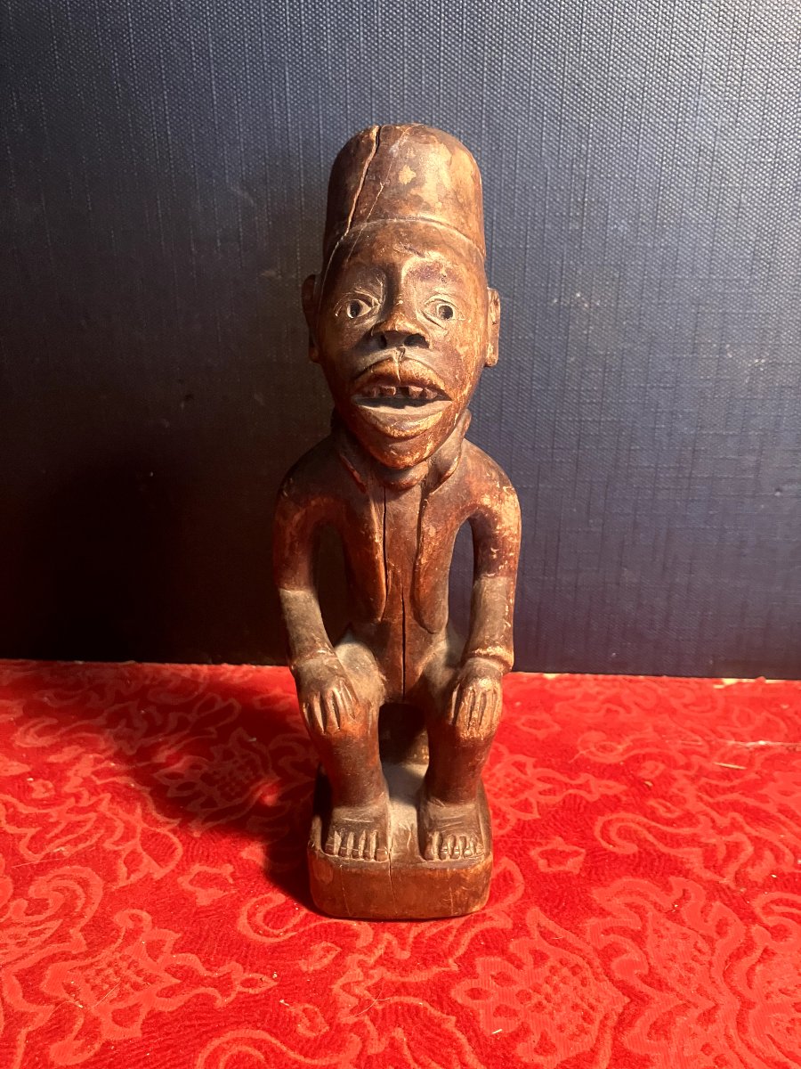 Carved Wooden Statuette / Kakongo Or Tomb (congo) / Mid-20th Century-photo-4