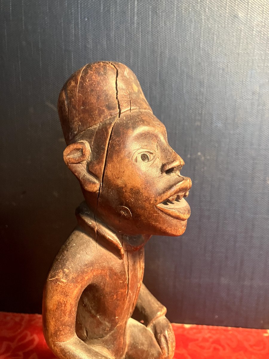 Carved Wooden Statuette / Kakongo Or Tomb (congo) / Mid-20th Century-photo-2