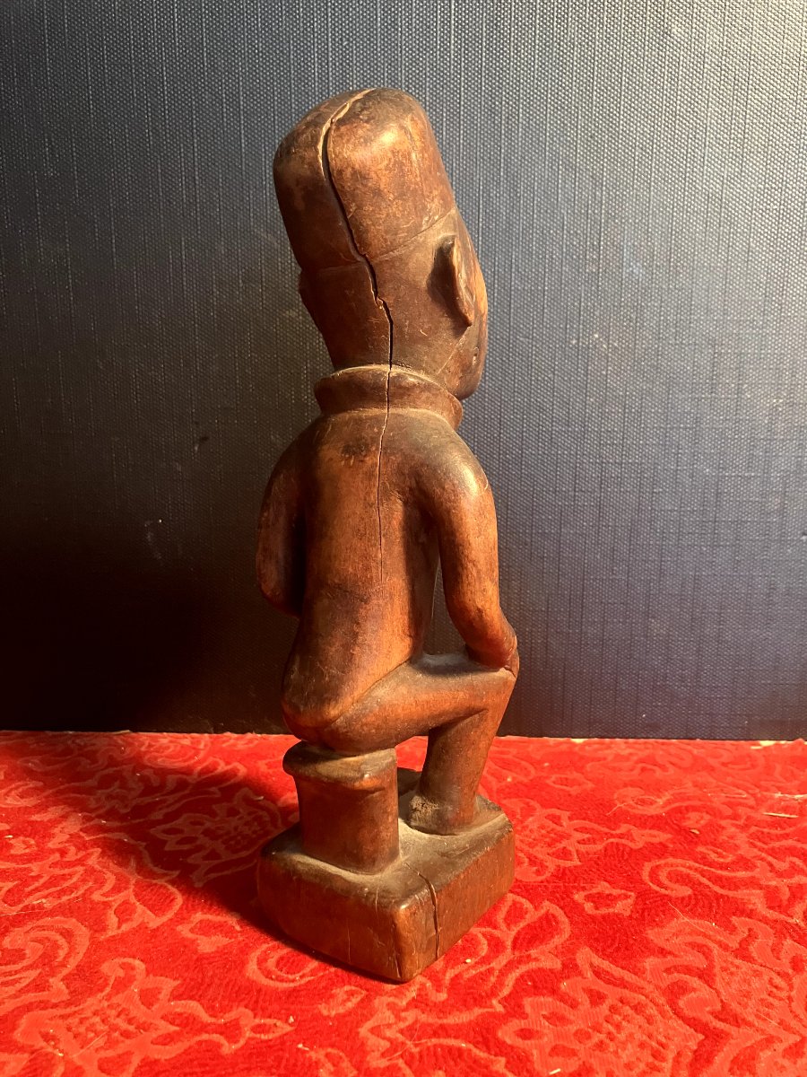 Carved Wooden Statuette / Kakongo Or Tomb (congo) / Mid-20th Century-photo-3