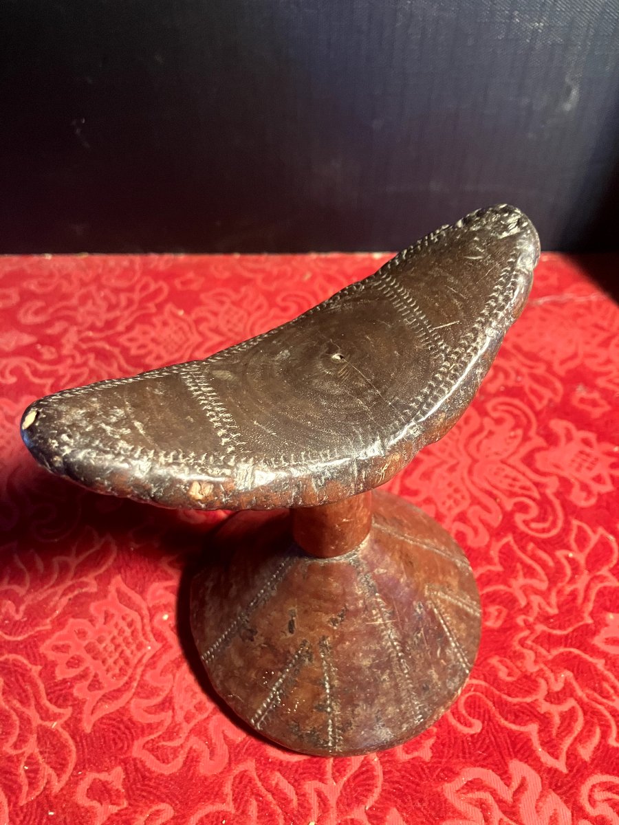 Carved Wooden Neck Rest Or Headrest. Ethiopia. Antique Patina.-photo-4