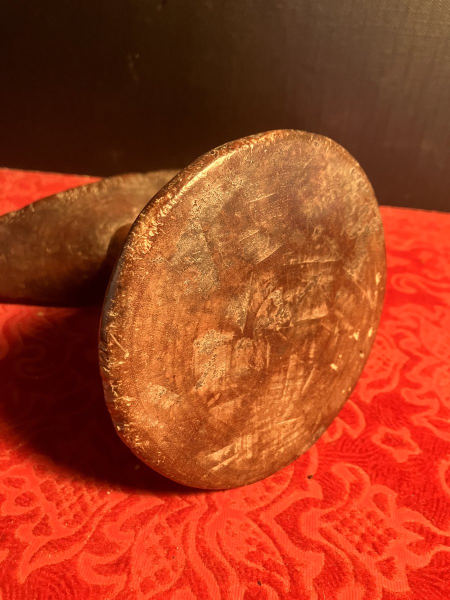 Carved Wooden Neck Rest Or Headrest. Ethiopia. Antique Patina.-photo-4