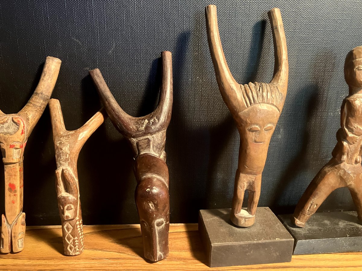 Collection  - lot de 12 lance-pierre africain / Différentes ethnies / Bois sculptés-photo-2