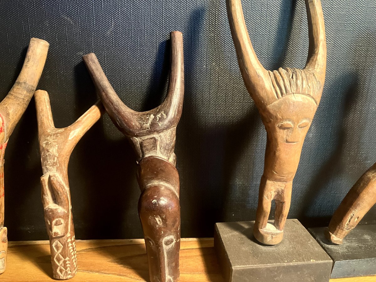 Collection  - lot de 12 lance-pierre africain / Différentes ethnies / Bois sculptés-photo-3