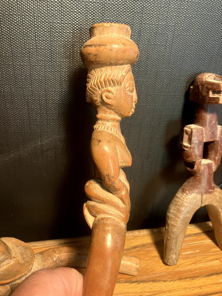Collection  - lot de 12 lance-pierre africain / Différentes ethnies / Bois sculptés-photo-8