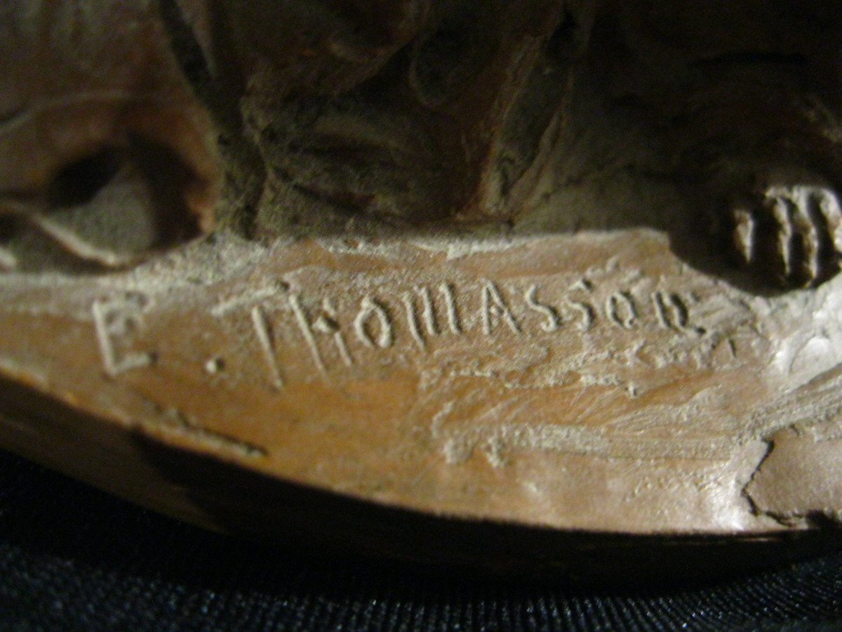 Virgin And Child Jesus And Saint John The Baptist - Terracotta - E. Thomasson 19th-20th-photo-2
