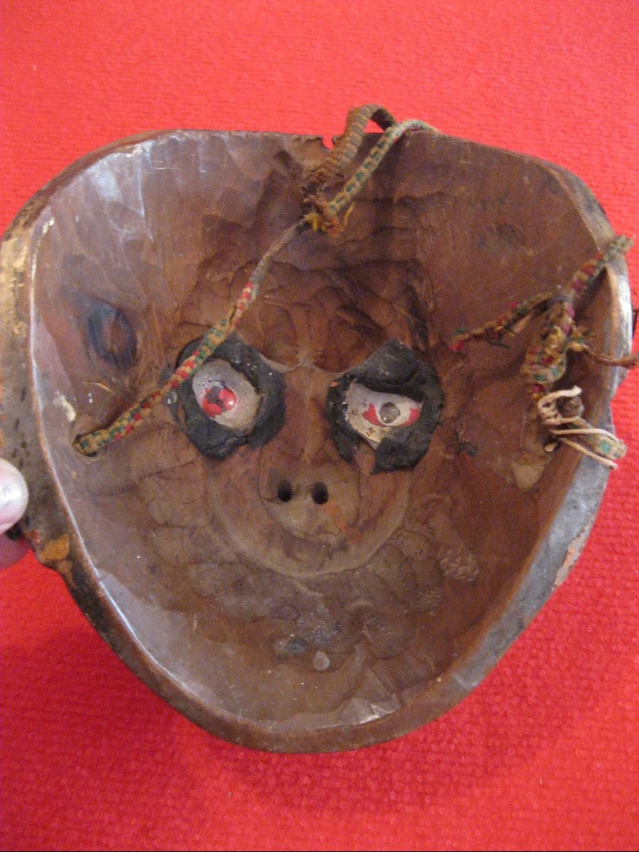 Guatemala - Masque De Cérémonie En Bois Sculpté Avec Yeux En Verre. Début XXe-photo-4