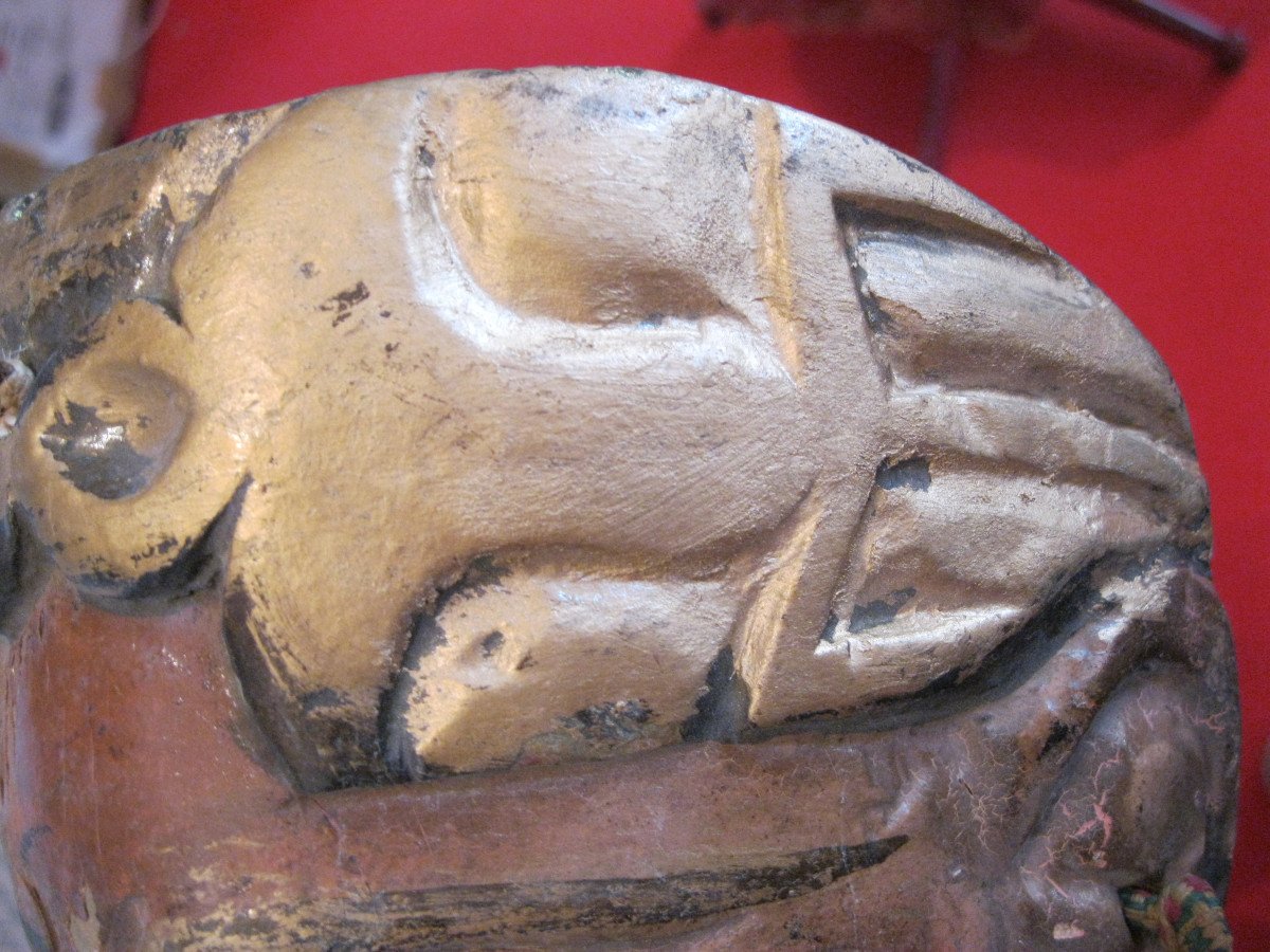 Guatemala - Masque De Cérémonie En Bois Sculpté Avec Yeux En Verre. Début XXe-photo-5